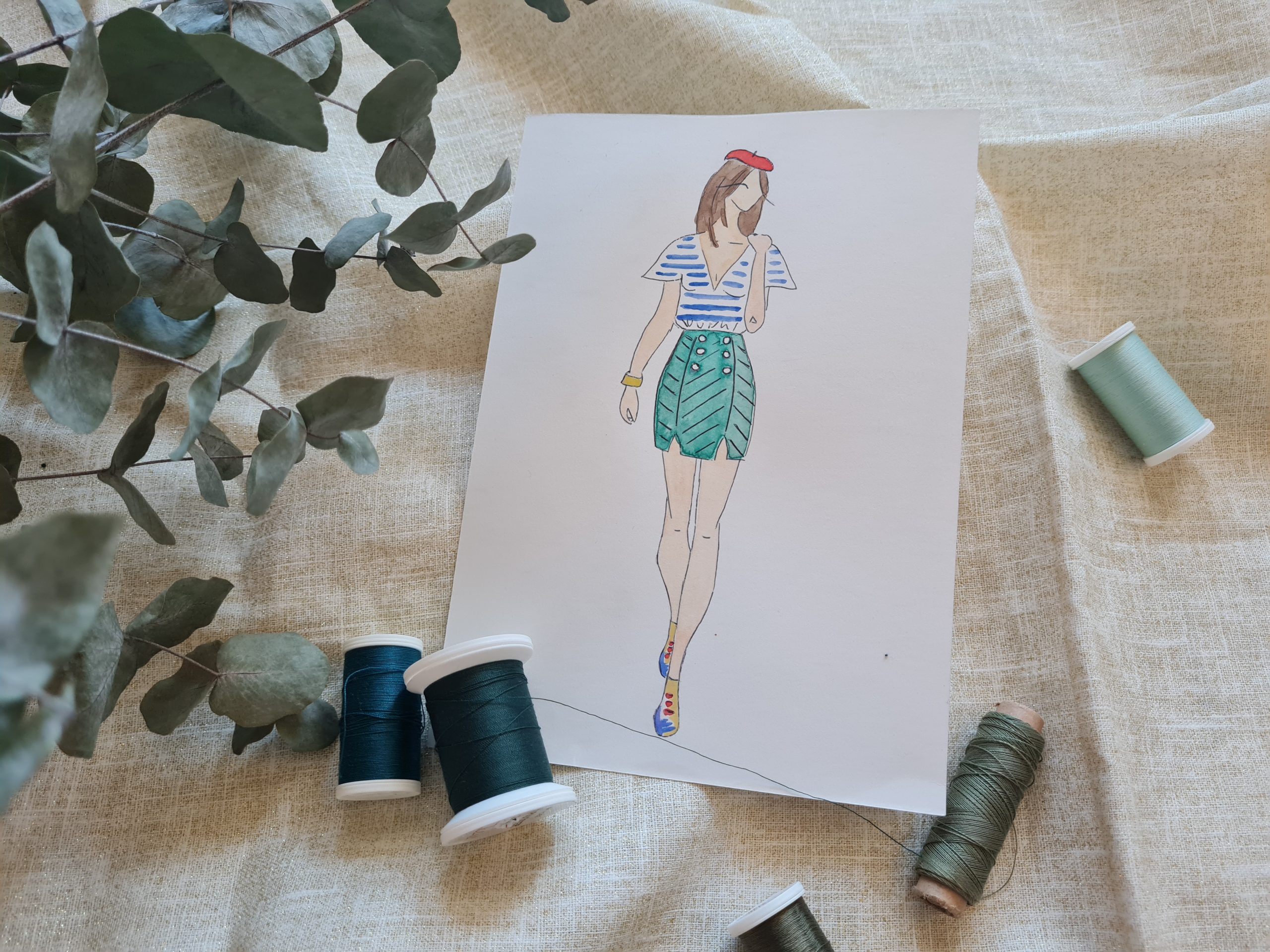 Croquis Jupe Arbanaise avec ceinture