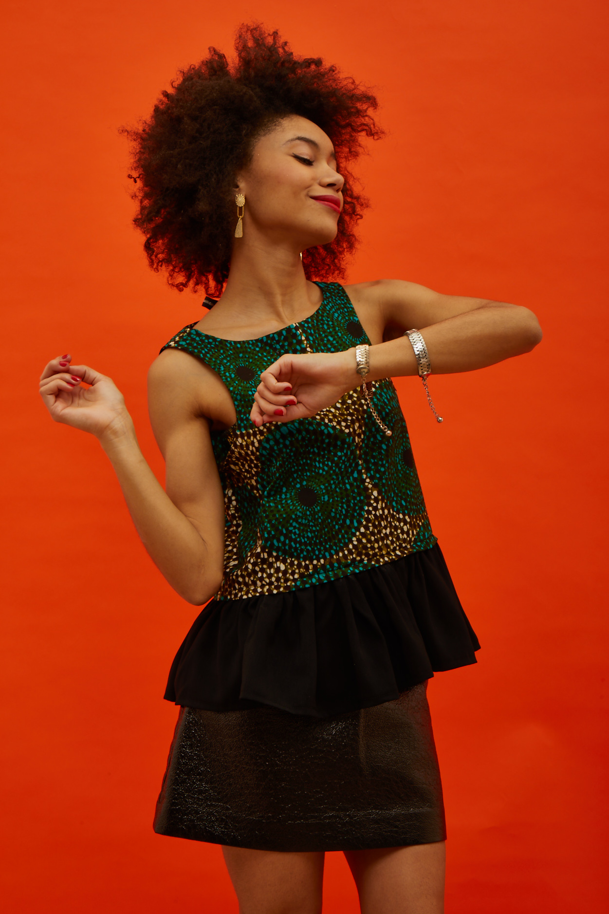 Top Violette version wax et basque noire