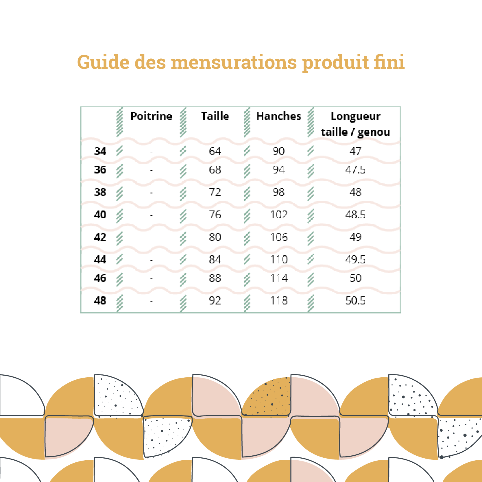 Tableau des mensurations - patron PDF jupe L'Intrépide
