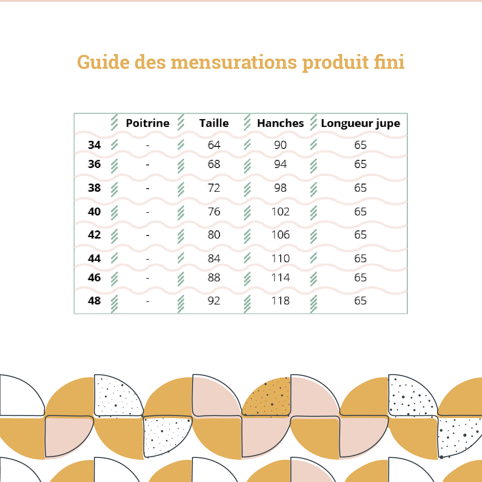 Tableau des mensurations - Patron PDF jupe L'Ambitieuse